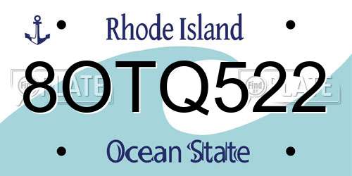 8OTQ522 Rhode Island License Plate