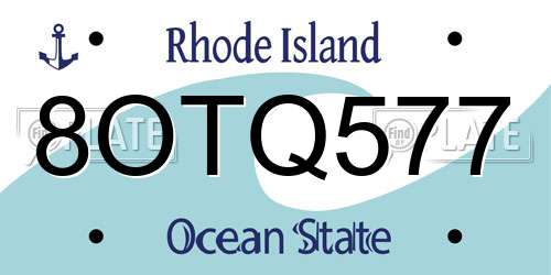 8OTQ577 Rhode Island License Plate
