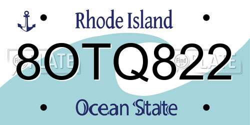 8OTQ822 Rhode Island License Plate
