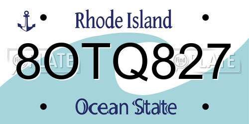 8OTQ827 Rhode Island License Plate