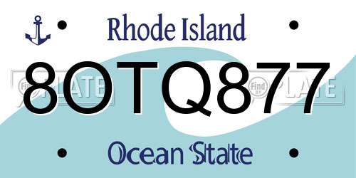 8OTQ877 Rhode Island License Plate