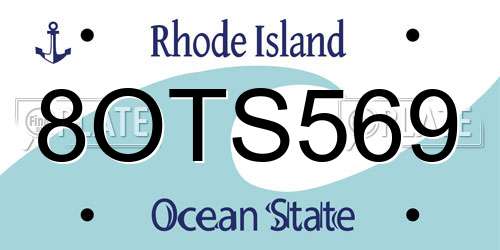 8OTS569 Rhode Island License Plate