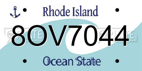 8OV7044 Rhode Island License Plate