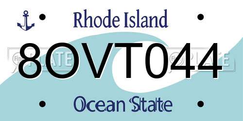 8OVT044 Rhode Island License Plate