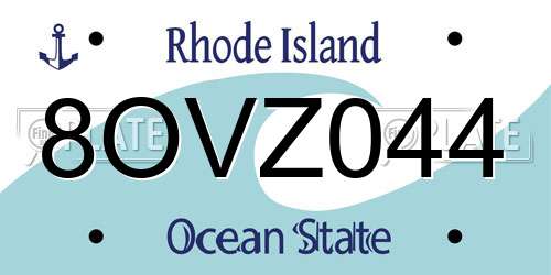8OVZ044 Rhode Island License Plate
