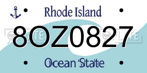8OZ0827 Rhode Island License Plate