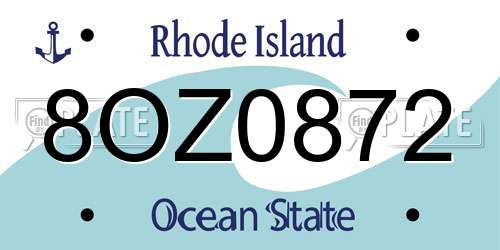 8OZ0872 Rhode Island License Plate