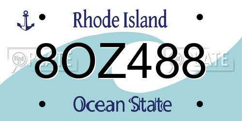 8OZ488 Rhode Island License Plate
