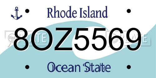 8OZ5569 Rhode Island License Plate