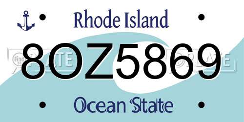 8OZ5869 Rhode Island License Plate
