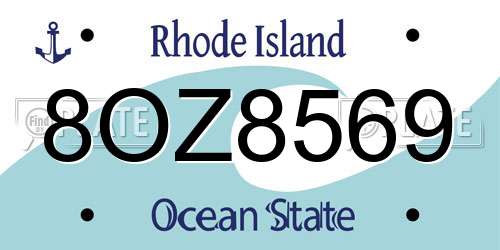 8OZ8569 Rhode Island License Plate