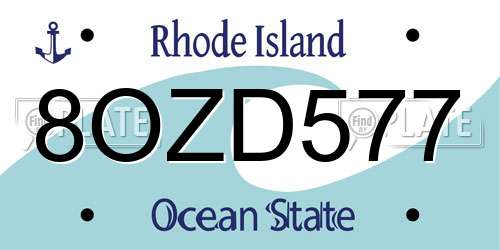 8OZD577 Rhode Island License Plate