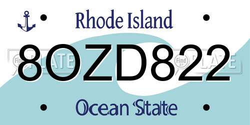 8OZD822 Rhode Island License Plate