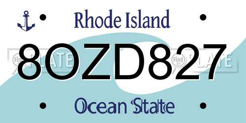 8OZD827 Rhode Island License Plate