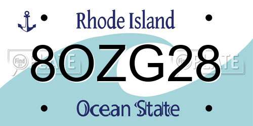 8OZG28 Rhode Island License Plate