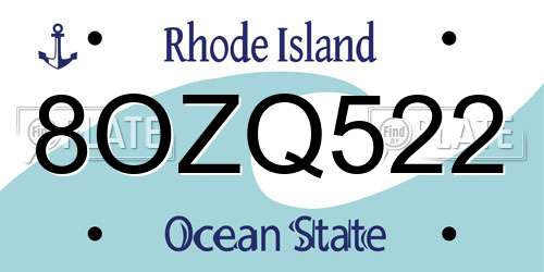 8OZQ522 Rhode Island License Plate