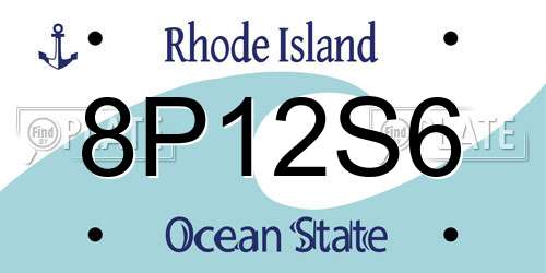 8P12S6 Rhode Island License Plate