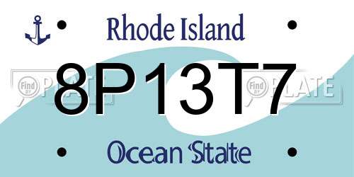 8P13T7 Rhode Island License Plate