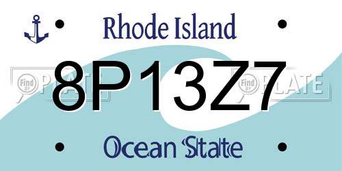 8P13Z7 Rhode Island License Plate