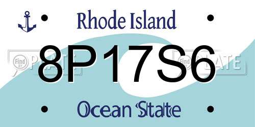 8P17S6 Rhode Island License Plate