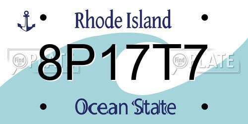 8P17T7 Rhode Island License Plate