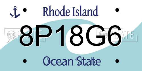 8P18G6 Rhode Island License Plate