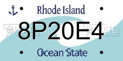 8P20E4 Rhode Island License Plate