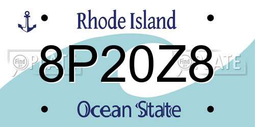 8P20Z8 Rhode Island License Plate