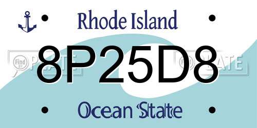 8P25D8 Rhode Island License Plate