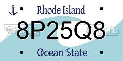 8P25Q8 Rhode Island License Plate