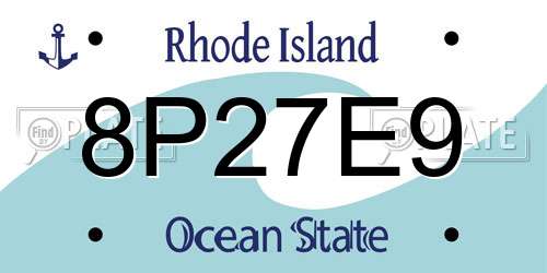 8P27E9 Rhode Island License Plate