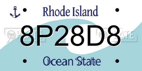 8P28D8 Rhode Island License Plate