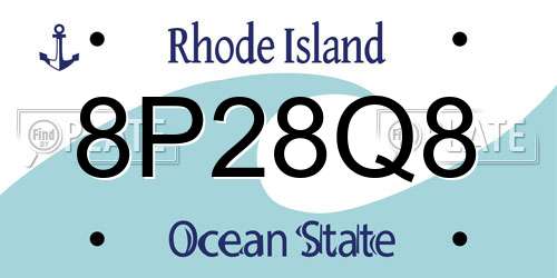 8P28Q8 Rhode Island License Plate