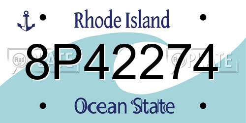 8P42274 Rhode Island License Plate
