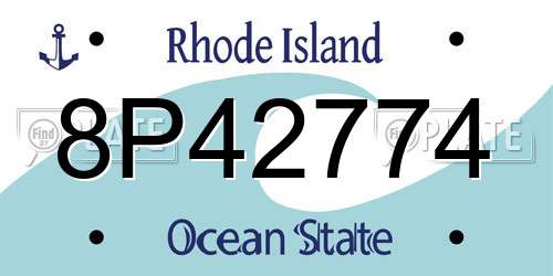 8P42774 Rhode Island License Plate