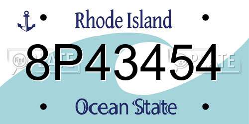8P43454 Rhode Island License Plate
