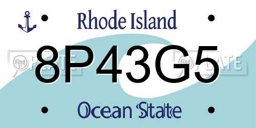 8P43G5 Rhode Island License Plate