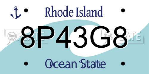 8P43G8 Rhode Island License Plate