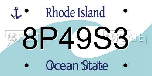 8P49S3 Rhode Island License Plate
