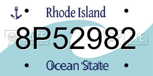 8P52982 Rhode Island License Plate