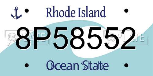 8P58552 Rhode Island License Plate