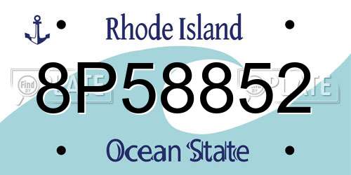 8P58852 Rhode Island License Plate