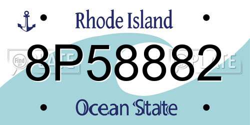 8P58882 Rhode Island License Plate