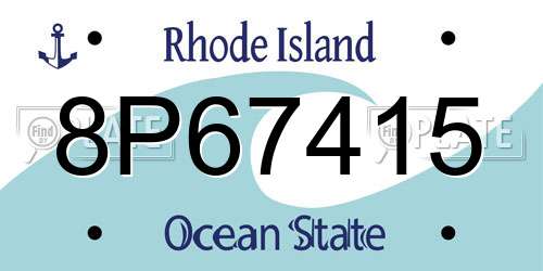 8P67415 Rhode Island License Plate