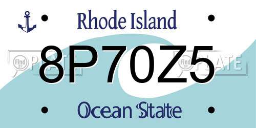 8P70Z5 Rhode Island License Plate