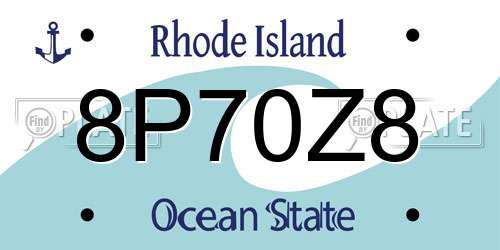 8P70Z8 Rhode Island License Plate