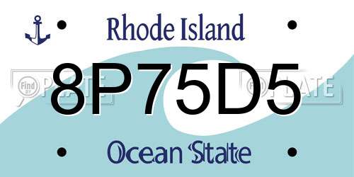8P75D5 Rhode Island License Plate