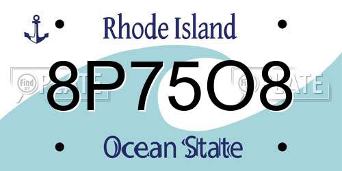 8P75O8 Rhode Island License Plate