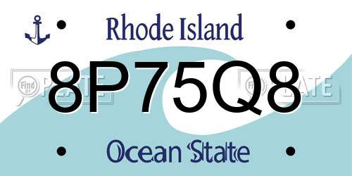8P75Q8 Rhode Island License Plate