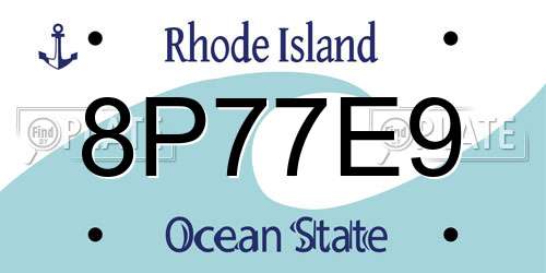 8P77E9 Rhode Island License Plate